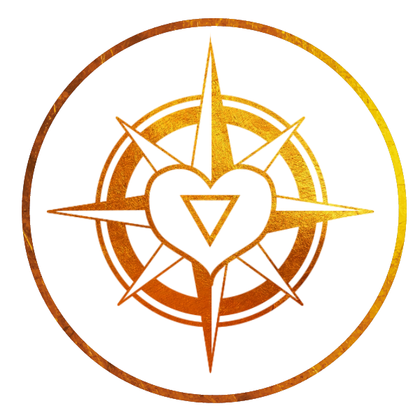 Logo for Gene Keys Guide - Gold triangle in a heart surrounded by the image of a compass and circle