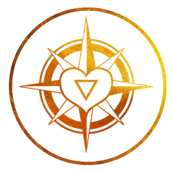 Logo for Gene Keys Guide - Gold triangle in a heart surrounded by the image of a compass and circle